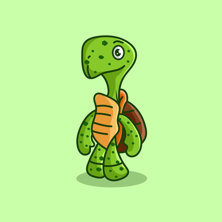 Vector cute turtle cartoon mascot chibi flat cartoon style