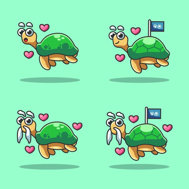 Vector cute turtle cartoon in the sea celebrating world ocean day