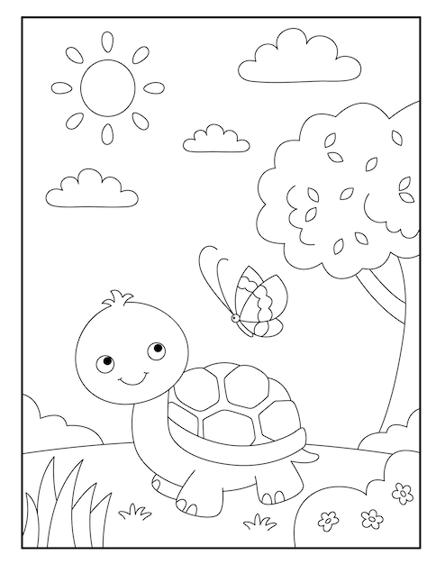Милые черепахи раскраски для детей