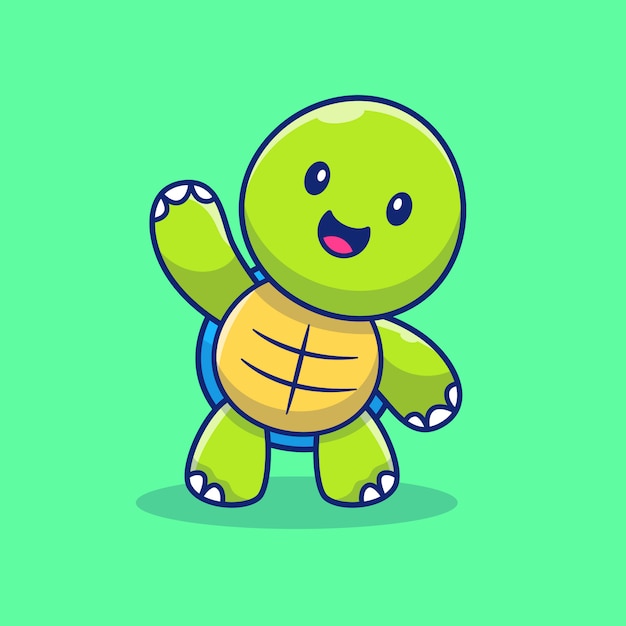Vector cute turtle hand up illustration. turtle mascot cartoon character. animal isolated