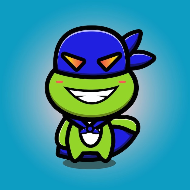 Vector cute turtle hero mascot cartoo