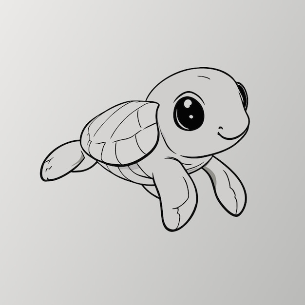 Cute turtle hovering vector illustration