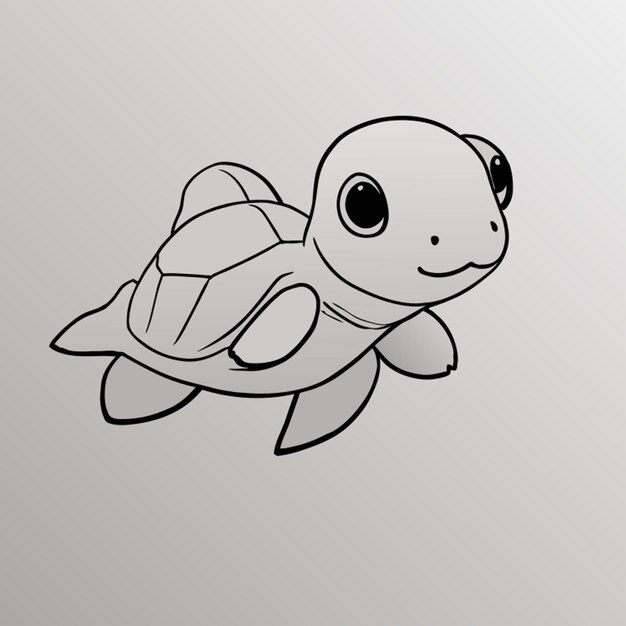 cute turtle hovering vector illustration