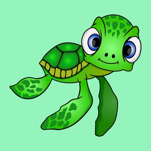 Cute Turtle in the sea cartoon vector icon illustration animal