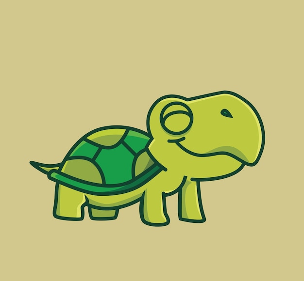 Cute turtle smiling cartoon animal nature concept isolated illustration flat style suitable for sticker icon design premium logo vector mascot character