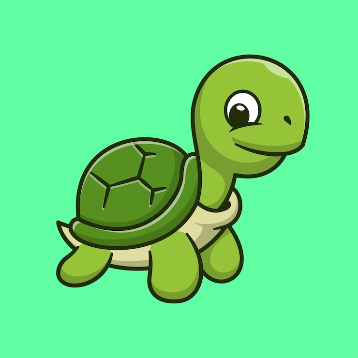 Vector cute turtle standing cartoon vector icon illustration animal nature icon isolated flat vector