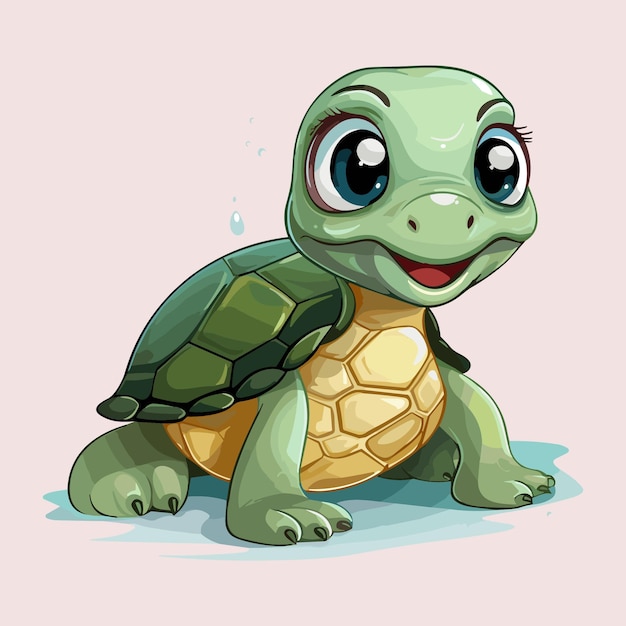 Cute Turtle Vector Cartoon Art Illustration Design