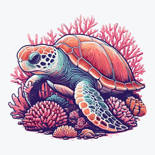 Vettore cute turtle vector illustrazione di cartoni animati