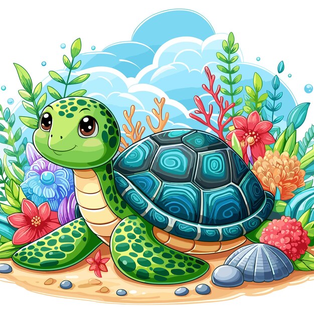 Cute Turtle Vector Cartoon illustration