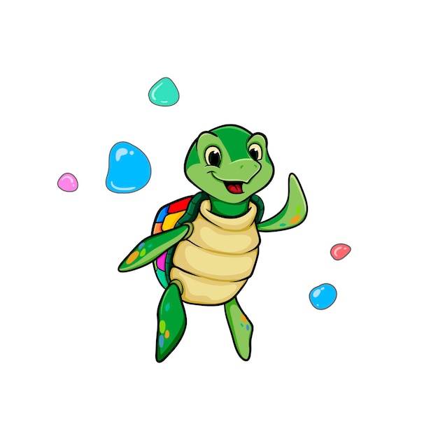 cute turtle vector drawing, turtle logo, cartoon, character