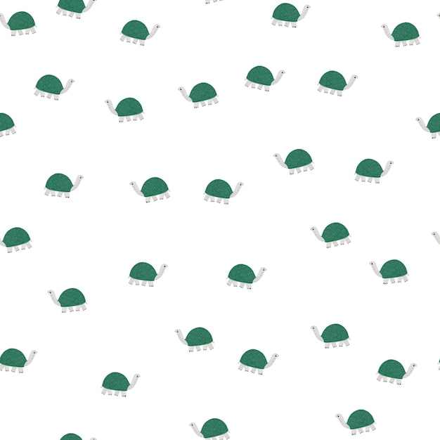 Cute turtles seamless pattern. Funny animals ornament. Repeated texture in doodle style for fabric, wrapping paper, wallpaper, tissue. Vector illustration.