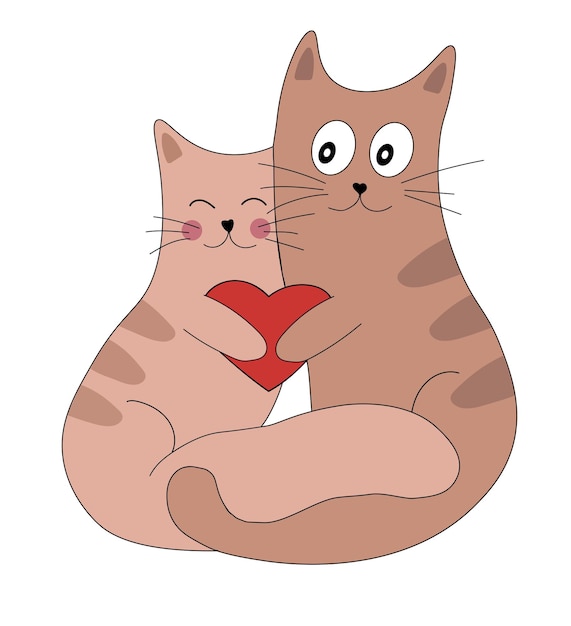 Two cats in love icon vector illustration, Stock vector