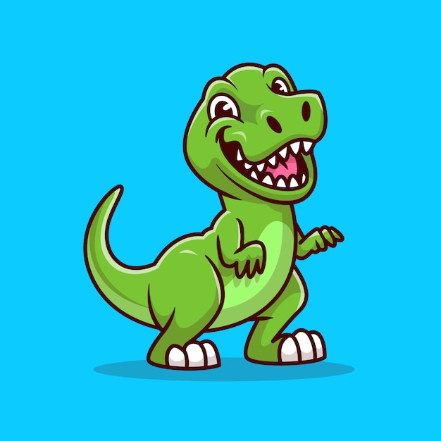 Vector cute tyrannosaurus smiling cartoon   icon illustration. animal dinosaurs icon concept isolated  . flat cartoon style