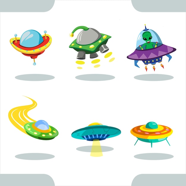 Cute UFO and Alien Premium Flat Vector Illustration