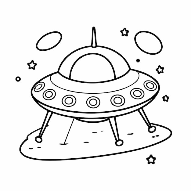 Cute UFO doodle illustration for kids books