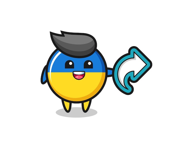 Cute ukraine flag badge hold social media share symbol , cute style design for t shirt, sticker, logo element