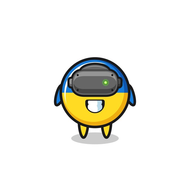 VR 헤드셋을 사용하는 귀여운 우크라이나 국기