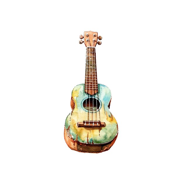 cute ukulele vector illustration in watercolour style