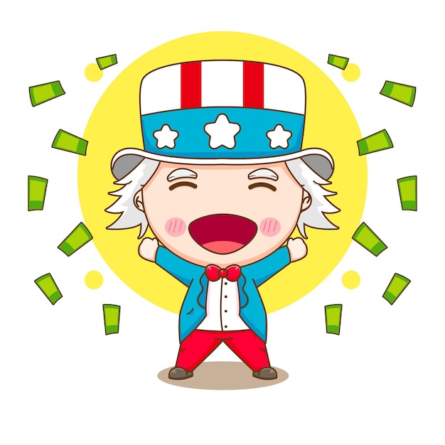 Vector cute uncle sam share money cartoon character