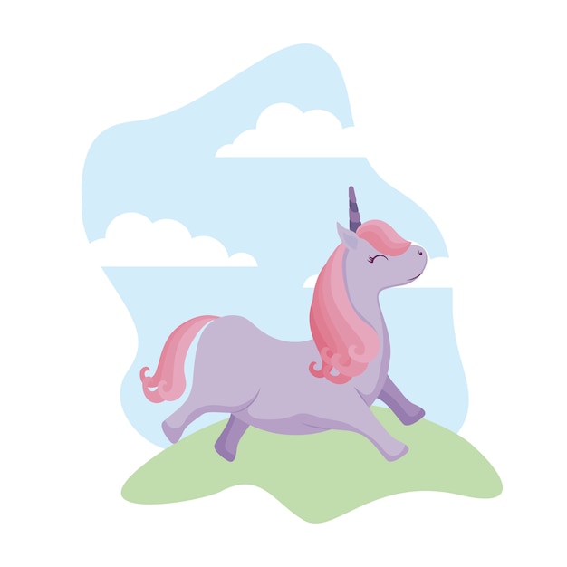 cute unicorn animal in landscape