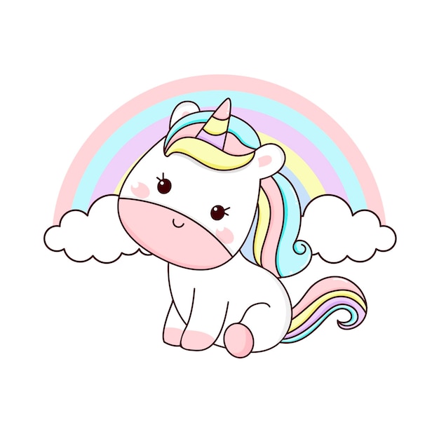 Cute unicorn baby drawing Vector