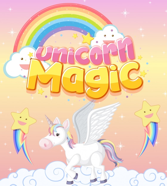 Vector cute unicorn banner on pastel background color