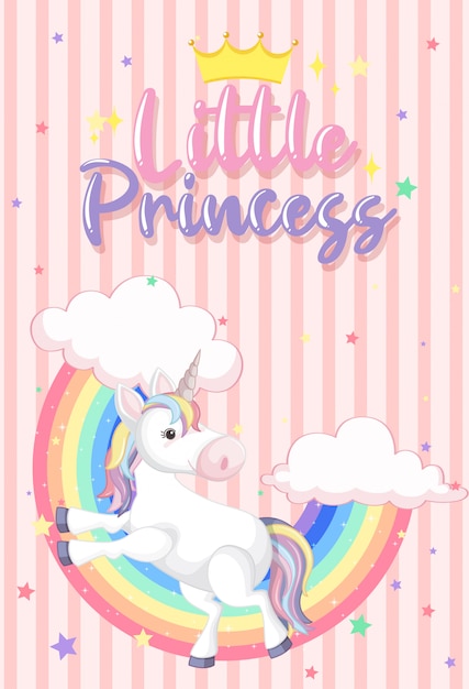 Cute unicorn banner on pastel background color