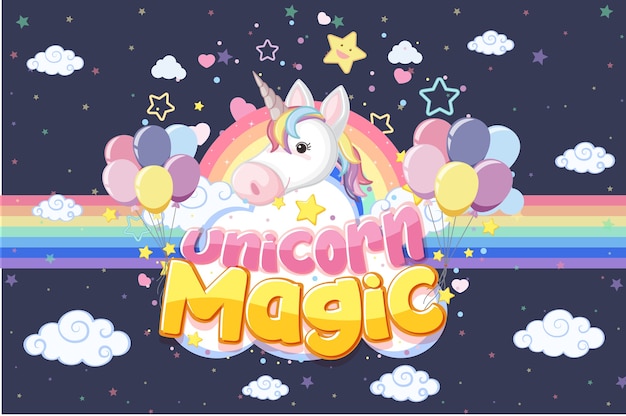 Banner di unicorno carino sul colore di sfondo pastello