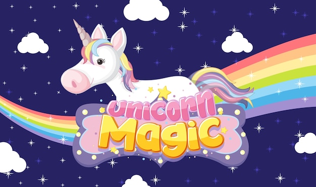 Banner di unicorno carino sul colore di sfondo pastello