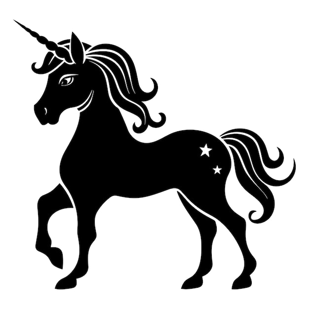 Cute unicorn black silhouette