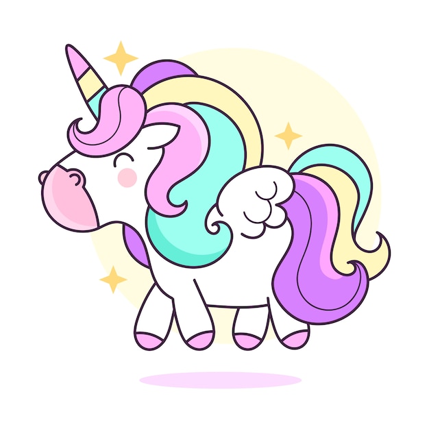 Vector cute unicorn cartoon character illustration.