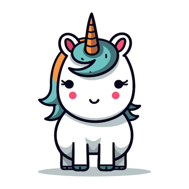 Vector cute unicorn cartoon character mascot design vector illustration