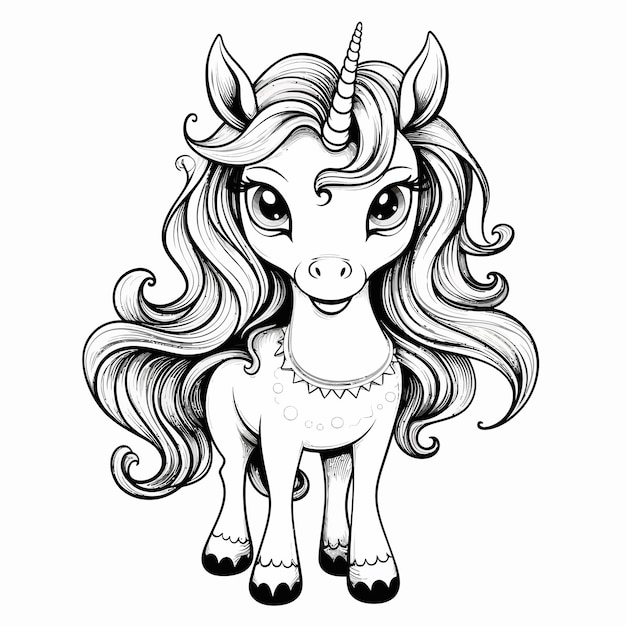 벡터 cute_unicorn_cartoon_coloring_pages_vector