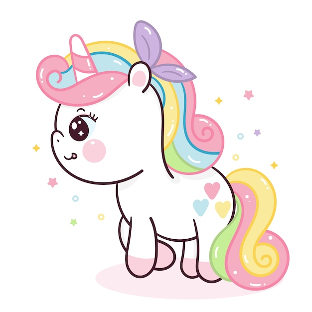 Cute unicorn cartoon girly doodle series