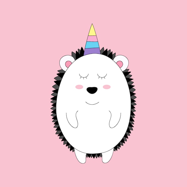 Cute unicorn cartoon hand drawn style.