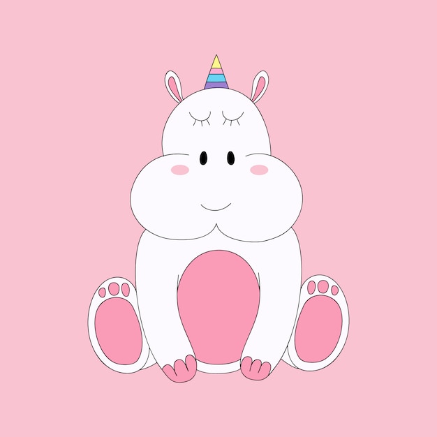 Cute unicorn cartoon hand drawn style.