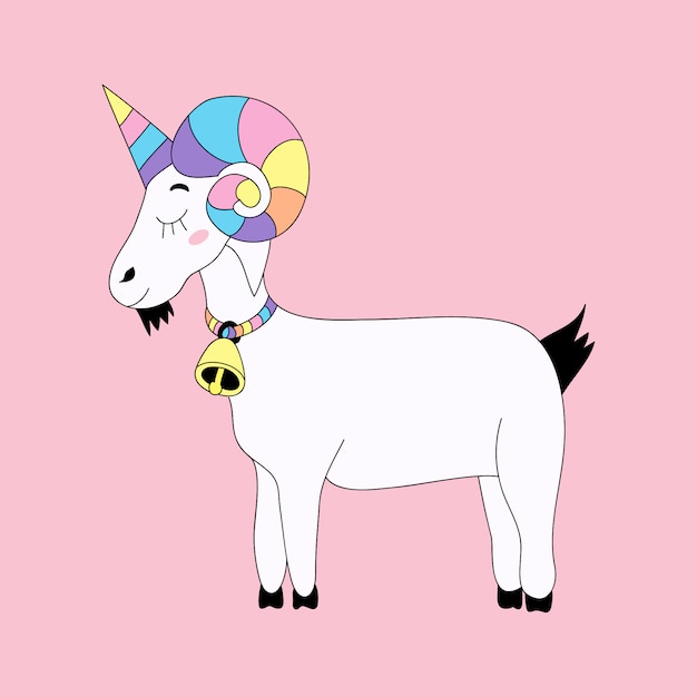 Cute unicorn cartoon hand drawn style.