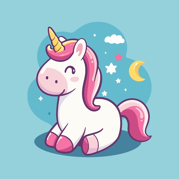 Cute unicorn cartoon vector icon illustration