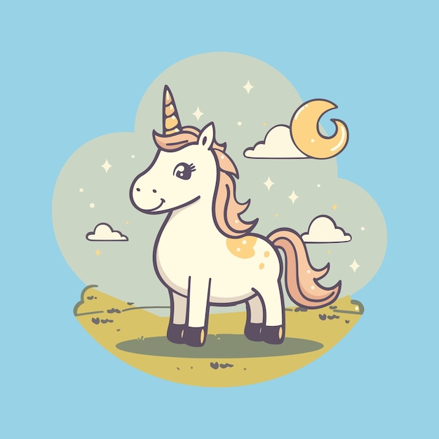 Vector cute unicorn cartoon vector icon illustration