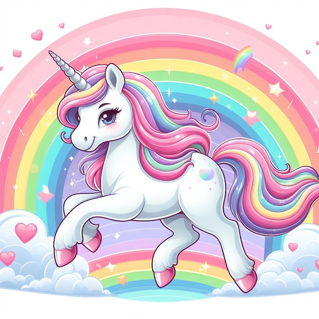 Vector cute unicorn cartoon vector style white background