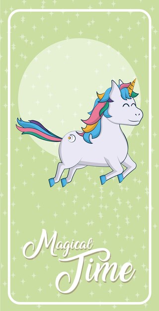 Vettore cartone animato unicorno carino