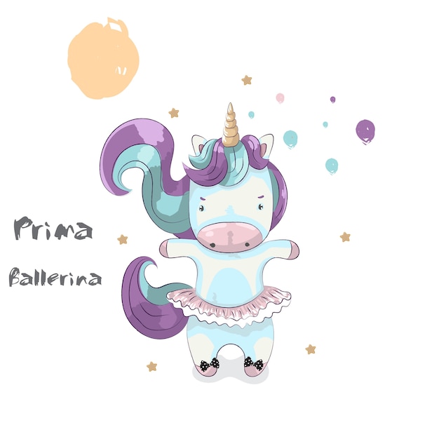 Cartone animato unicorno carino