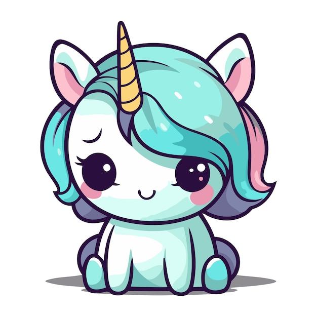 Cute unicorn character isolated on a white background Vector illustration