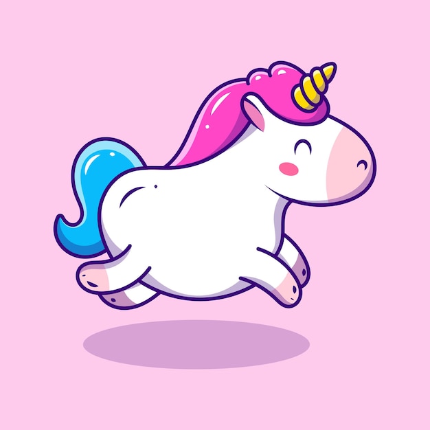 Vettore illustrazione per bambini unicorno carino, stile doodle piatto cartone animato. animale di fantasia.