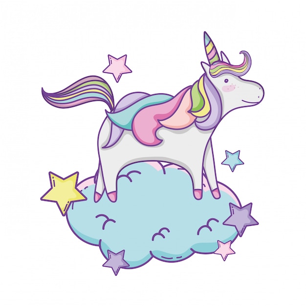 Cute unicorn and clouds