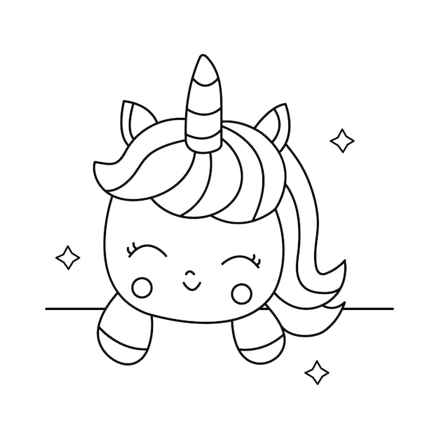 Cute unicorn coloring element for kids