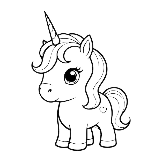 Cute Unicorn Coloring Page for Kids Children Coloring Book Activity