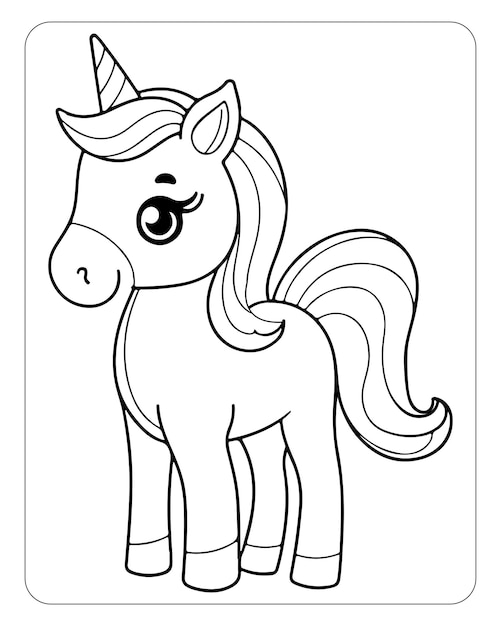 Vector cute unicorn coloring pages for kids