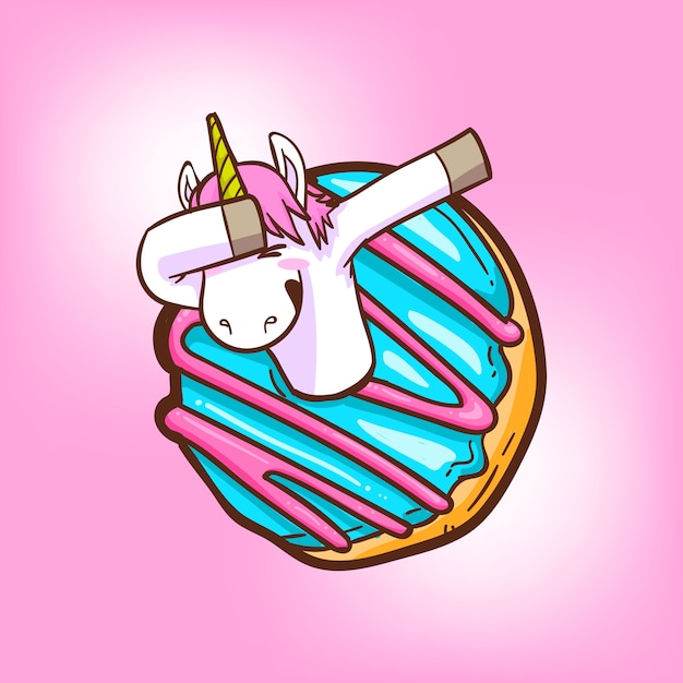 Cute unicorn and donuts