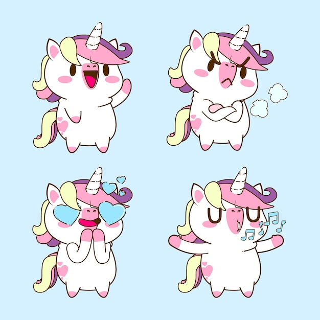 Carino unicorno doodle sticker illustrazione di unicorno